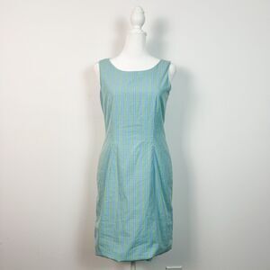 VTG 90's Petite Sophisticate Clueless Style Blue Green Plaid Fitted Spring Dress